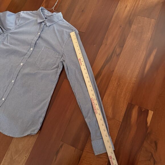 Gap Women's L TALL Button Up Shirt Blue White Gingham Check Long Sleeve Cotton - Picture 4 of 6